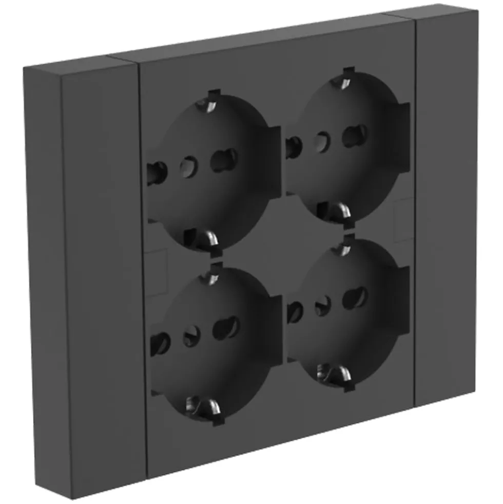 Multipresa universale ad incasso da parete QUADRA 4 prese bipasso schuko nera ELECTRALINE 22115