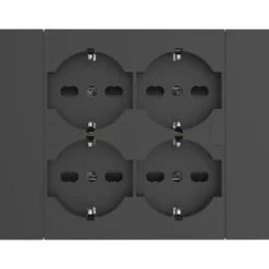 Multipresa universale ad incasso da parete QUADRA 4 prese bipasso schuko nera ELECTRALINE 22115