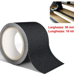 Nastro antiscivolo adesivo nero rotolo mm.50 x 10 mt. nastro antisdrucciolo universale