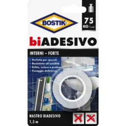 Nastro biadesivo in schiuma extra forte per interni mm.19 x 1,5 mt. BOSTIK portata 75 kg.
