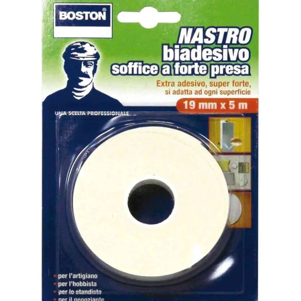 Nastro biadesivo soffice in schiuma reticolata a forte presa mm.19 x 5 mt. BOSTON