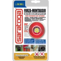 Nastro biadesivo super potente per esterno ed interno SARATOGA FORZA DI MONTAGGIO mm.19 x 1,5 mt.