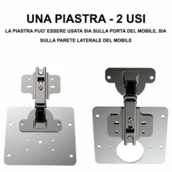 Piastra di riparazione per cerniere mobili cucina e armadio mm.35 piastra di rinforzo con viti