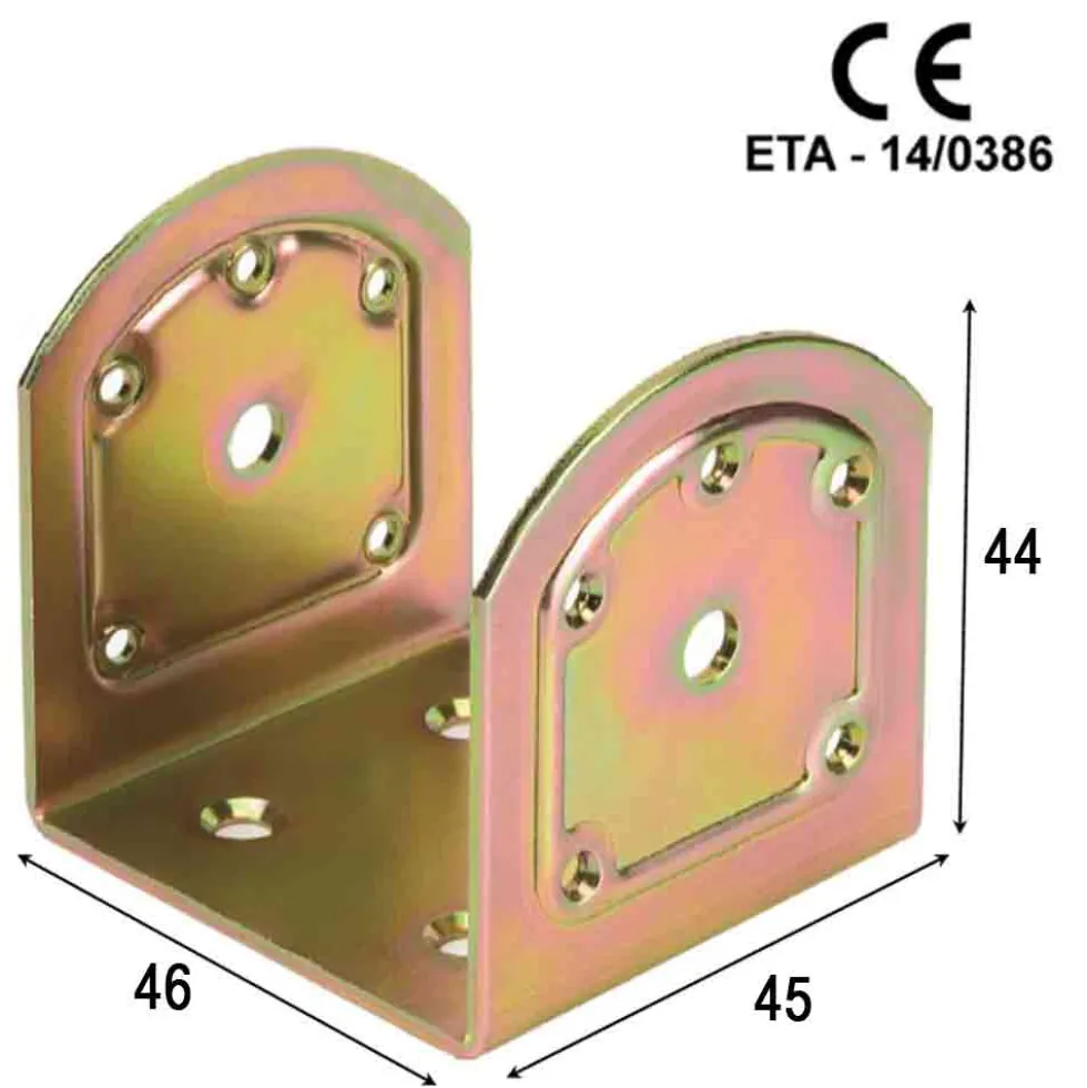 Piastra di supporto a "U" rinforzata acciaio tropic. per travi mm.45 x 46 x 44 art. 761