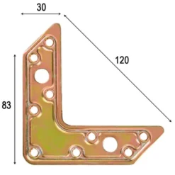 Piastra giunzione ad angolo piano acciaio tropic. mm.30 x 83 x 120 art. 752