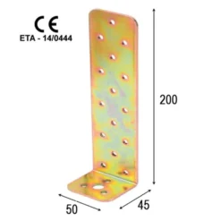 Piastra giunzione angolare a murare acciaio tropic. mm.200 x 45 x 50 art. 754