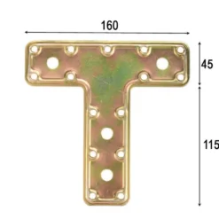 Piastra giunzione a T pesante acciaio tropic. mm.45 x 115 x 160 art. 751