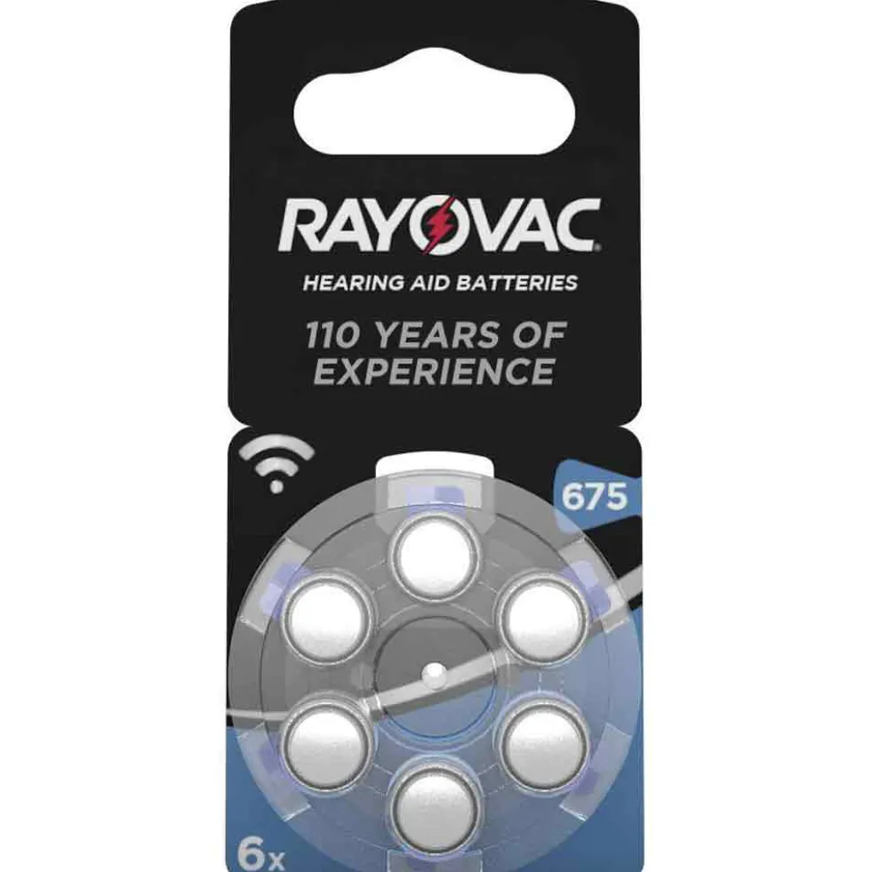 Pila batteria per apparecchi acustici RAYOVAC 675 zinco-aria 1,4 V bl.6 pz.
