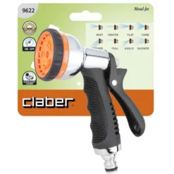 Pistola multifunzione in ottone cromato CLABER 9622 METAL-JET 8 getti regolabili