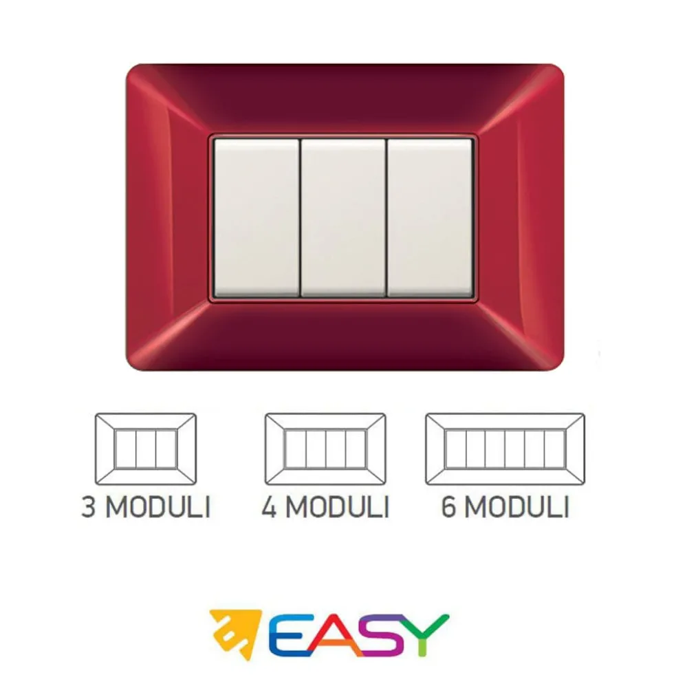 Placca coprinterruttori amaranto 6 posti ELETTROCANALI serie EASY compatibile Bticino Matix