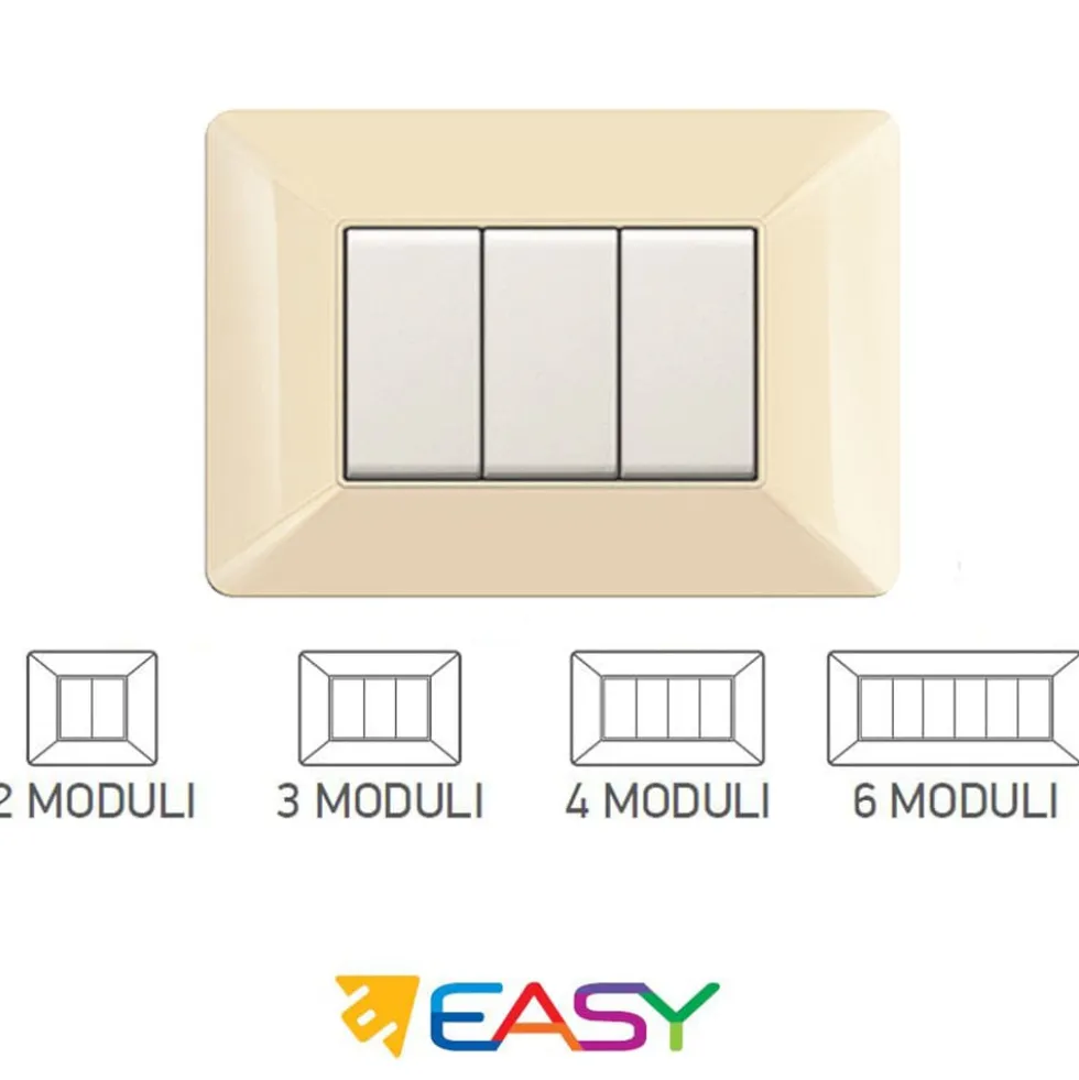 Placca coprinterruttori avorio 4 posti ELETTROCANALI serie EASY compatibile Bticino Matix