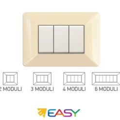Placca coprinterruttori avorio 6 posti ELETTROCANALI serie EASY compatibile Bticino Matix