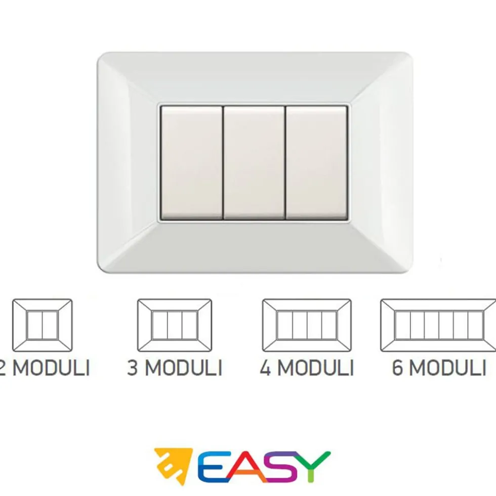 Placca coprinterruttori bianca 6 posti ELETTROCANALI serie EASY compatibile Bticino Matix