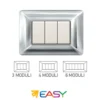 Placca coprinterruttori cromo lucido 4 posti ELETTROCANALI serie EASY compatibile Bticino Matix