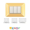 Placca coprinterruttori giallo pastello 3 posti ELETTROCANALI serie EASY compatibile Bticino Matix