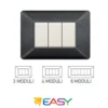 Placca coprinterruttori grigio notte 3 posti ELETTROCANALI serie EASY compatibile Bticino Matix