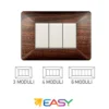 Placca coprinterruttori legno scuro 3 posti ELETTROCANALI serie EASY compatibile Bticino Matix