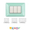 Placca coprinterruttori verde pastello 3 posti ELETTROCANALI serie EASY compatibile Bticino Matix