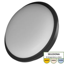 Plafoniera LED rotonda PALIO IP65 20W 2500lm con selettore 3CCT 3000/4000/6000K nera