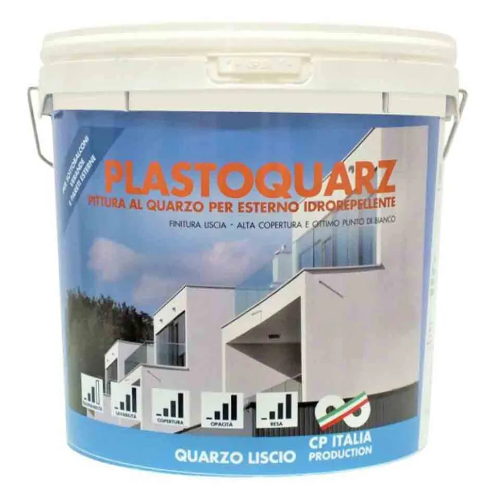 PLASTO QUARZ Idropittura al quarzo liscia per esterni lt.14 bianca