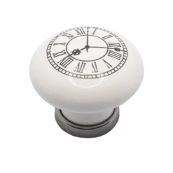 Pomolo in porcellana per mobili stile shabby chic mm.31 dis. OROLOGIO