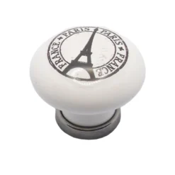 Pomolo in porcellana per mobili stile shabby chic mm.31 dis. TOUR EIFFEL