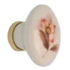 Pomolo ovale in ceramica con fiore marrone per mobili