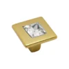 Pomolo quadro per mobili stile moderno con strass mm.25 x 25 oro opaco ITALMETAL