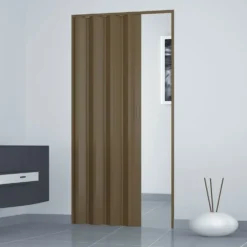 Porta a soffietto da interno cm.82 x 210 noce con maniglia e chiusura magnetica