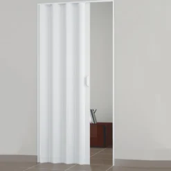 Porta a soffietto da interno cm.82 x 210 bianca con maniglia e chiusura magnetica