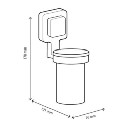 Porta bicchiere KOEMO serie KARA cromo lucido con fissaggio brevettato VACUWAY senza forare