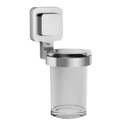 Porta bicchiere KOEMO serie KARA cromo lucido con fissaggio brevettato VACUWAY senza forare