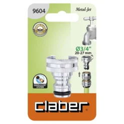 Portagomma presa rubinetto 3/4" CLABER 9604 METAL-JET in ottone cromato