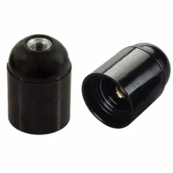 Portalampade E27 liscio nero