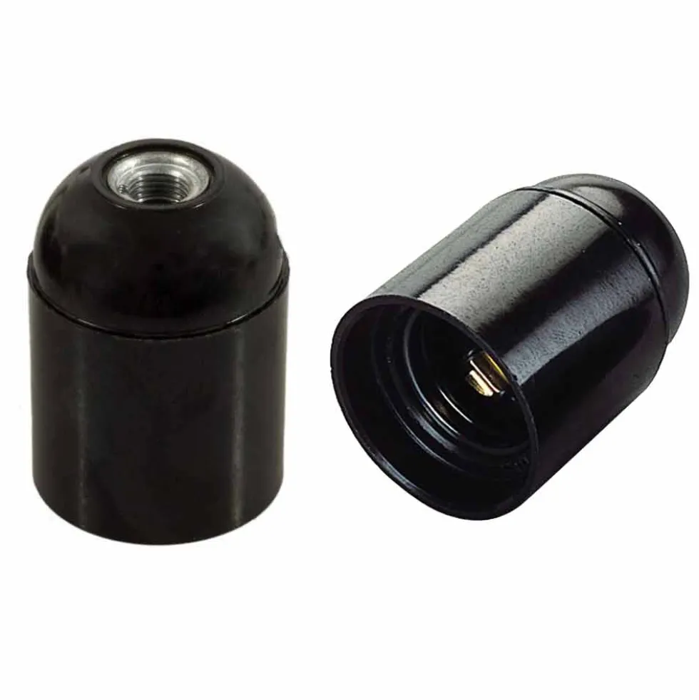 Portalampade E27 liscio nero