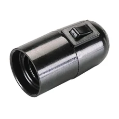 Portalampade E27 liscio nero con interruttore