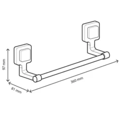 Portasalviette KOEMO serie KARA cromo lucido cm.30 con fissaggio brevettato VACUWAY senza forare