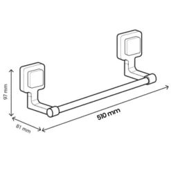 Portasalviette KOEMO serie KARA cromo lucido cm.45 con fissaggio brevettato VACUWAY senza forare