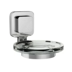 Porta sapone KOEMO serie KARA cromo lucido con fissaggio brevettato VACUWAY senza forare