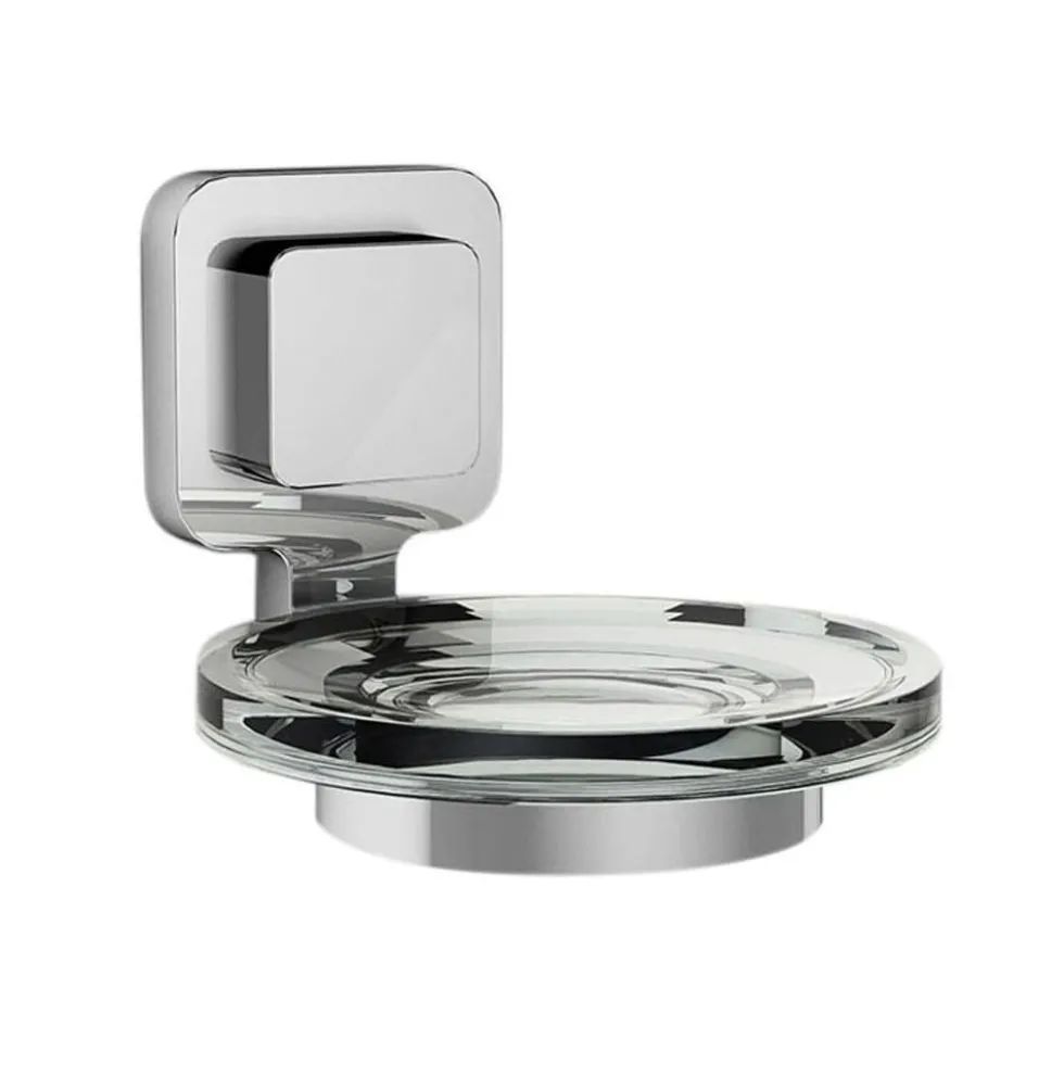 Porta sapone KOEMO serie KARA cromo lucido con fissaggio brevettato VACUWAY senza forare