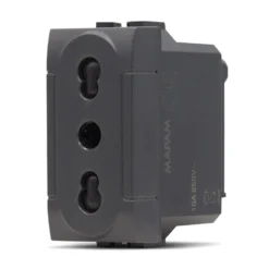 Presa bivalente italiana 2P+T 10/16 amp ART compatibile BTICINO LIVING antracite