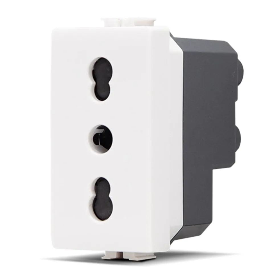 Presa bivalente italiana 2P+T 10/16 amp JOY-T3 compatibile BTICINO MATIX