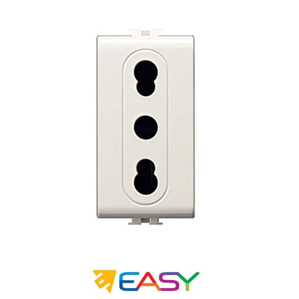 Presa di corrente bivalente 2P+T 10/16amp ELETTROCANALI serie EASY compatibile Bticino Matix