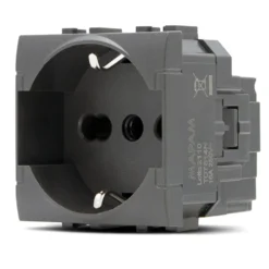 Presa trivalente schuko italiana/tedesca 2P+T 10/16 amp ART compatibile BTICINO LIVING antracite