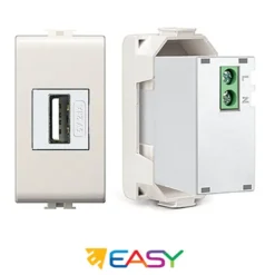 Presa USB alimentata aggancio Keystone ELETTROCANALI serie EASY compatibile Bticino Matix
