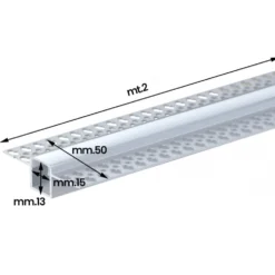 Profilo canalina in alluminio ad incasso per strisce LED mt.2 con cover