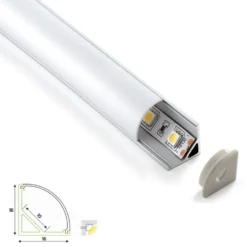 Profilo canalina in alluminio angolare per strisce LED mt.2 con cover