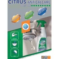 Pulitore anticalcare CITRUS per rubinetterie acciaio inox cromature e box doccia ml.750 FAREN
