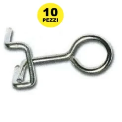Pz.10 Ganci zincati ad occhiello per pannelli forati portattrezzi