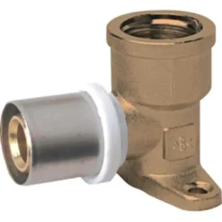 Raccordo a pressare gomito femmina con piastra 1/2" x ø16 multistrato CONEX